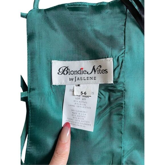 Y2K Blondie nites teal green ornate back tie, spaghetti strap, corset top croppe - Picture 6 of 6